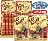 Schylling Classic Retro Metal Cap Bombs & Refills Gift Set Bundle - 4 Pack (2 Cap Bombs & 2 Refills)