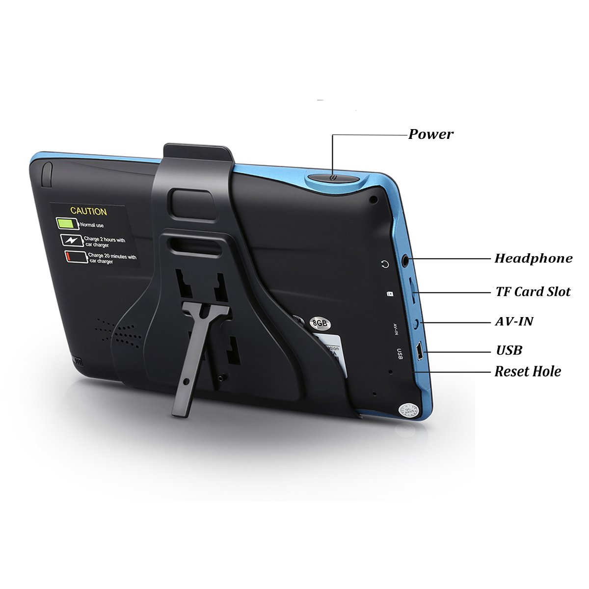 FLOUREON Pantalla táctil LCD capacitiva de 7 Pulgadas de navegación GPS de Coches Navegador de camión y Coche con actualizaciones de mapas de por Vida- Azul