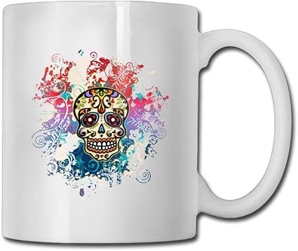 Amazon Co Jp カラフルな花の頭蓋骨のコーヒー マグ12オンスメンズ面白いセラミックギフトティーカップ家族や友人へのプレゼントに最適 ホワイトセラミック12oz 312ml ホーム キッチン