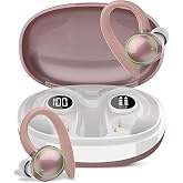 Wireless Earbuds, Bluetooth 5.4 Headphones Sport Over Ear Buds With ENC Mic | ENC Noise Cancelling Mic,48H, Wireless Earphone With Earhooks, Stereo Deep Bass, IP7 Waterproof for Workout Running,Rose Gold