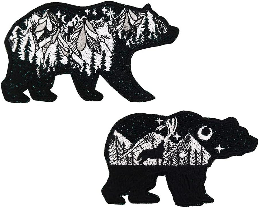 Mixed Media - Sparkle Bear Embroidered Iron On Patches Outdoor Camping Emblem