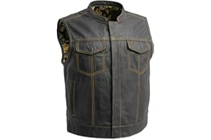 First Mfg Co - The Club Cut - Leather Motorcycle Vest For Men, Club Style Biker Vest, Milled Cowhide, Easy Access for Patches