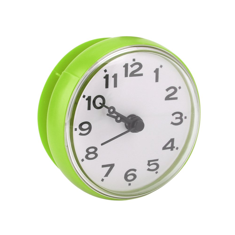 TOPINCN Bathroom Shower Kitchen Clock Timer Wall Window Mirror Bath Shower Clock Waterproof Suction Bathroom Accessories(green)