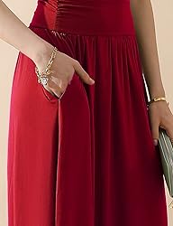 DOUBLJU Casual High Waisted Maxi Skirts with Pocket