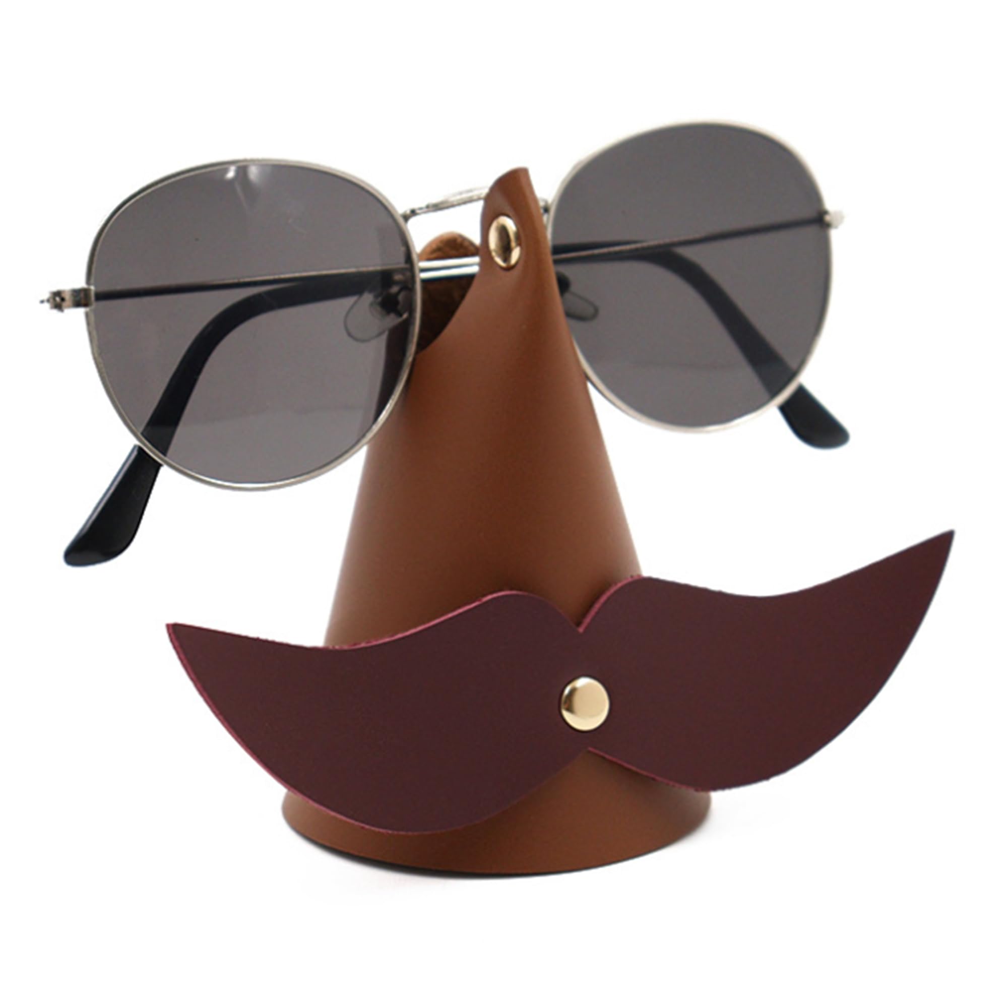 Niuhong Glasses Holder Glasses Stand Sunglasses Display Leather Glasses Tray Organiser Funny Cute Design Glasses Storage Holder Removable Foldable Glasses Storage (Beard Brown)