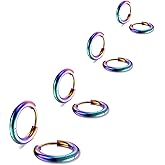 316L Surgical Stainless Steel Small Hoop Earrings 8mm 10mm 12mm 14mm Hypoallergenic Huggie Hoop Earrings Helix Lobes Hinged Sleeper Earrings Cartilage Piercings