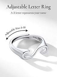 SILVERCUTE Initial Ring Sterling Silver Rings for