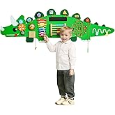 VEVOR Dinosaur Activity Wall Busy Board Panels, 11 Activities, Montessori Sensory Wall Toy for Kids 3-12 Years, Montessori Le