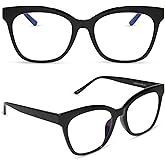 DIFF Willa Reading Glasses | Blue Light Blocking Oversized Readers | Lightweight Cat Eye Designer Frames