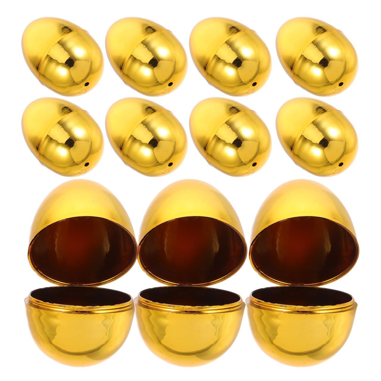 Hemobllo 60 Pcs Golden Fillable Easter Eggs (6cm) - Bulk Empty Plastic SurpriseEggs - Metallic Gold Containers for Kids Easter Egg Hunt Prizes