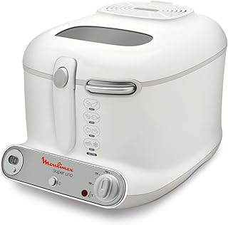 Moulinex AM3021 Fritteuse Super Uno / 1.800 Watt / Timer / wärmeisoliert / 1,5 kg Fassungsvermögen / weiß/hellgrau