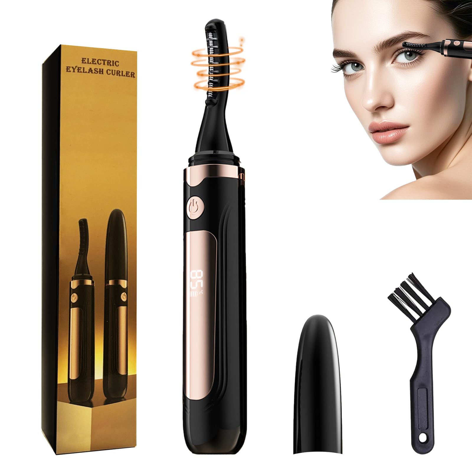 Photo 1 of Heated Eyelash Curler-USB Rechargeable Electric Eyelash Curler- Eyelash Curlers Heated 4 Temperature Modes Fast Heat Up Within 3s - 24 Hours Long Lasting- with Led Display for Women Girls(Black)