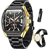 OLEVS Watches for Men Luxury Big Face Stainless Steel Mens Watches Classic Waterproof Analog Quartz Men's Wrist Watch with Date Multifunction Chronograph Dress Watch for Men Relojes para Hombres