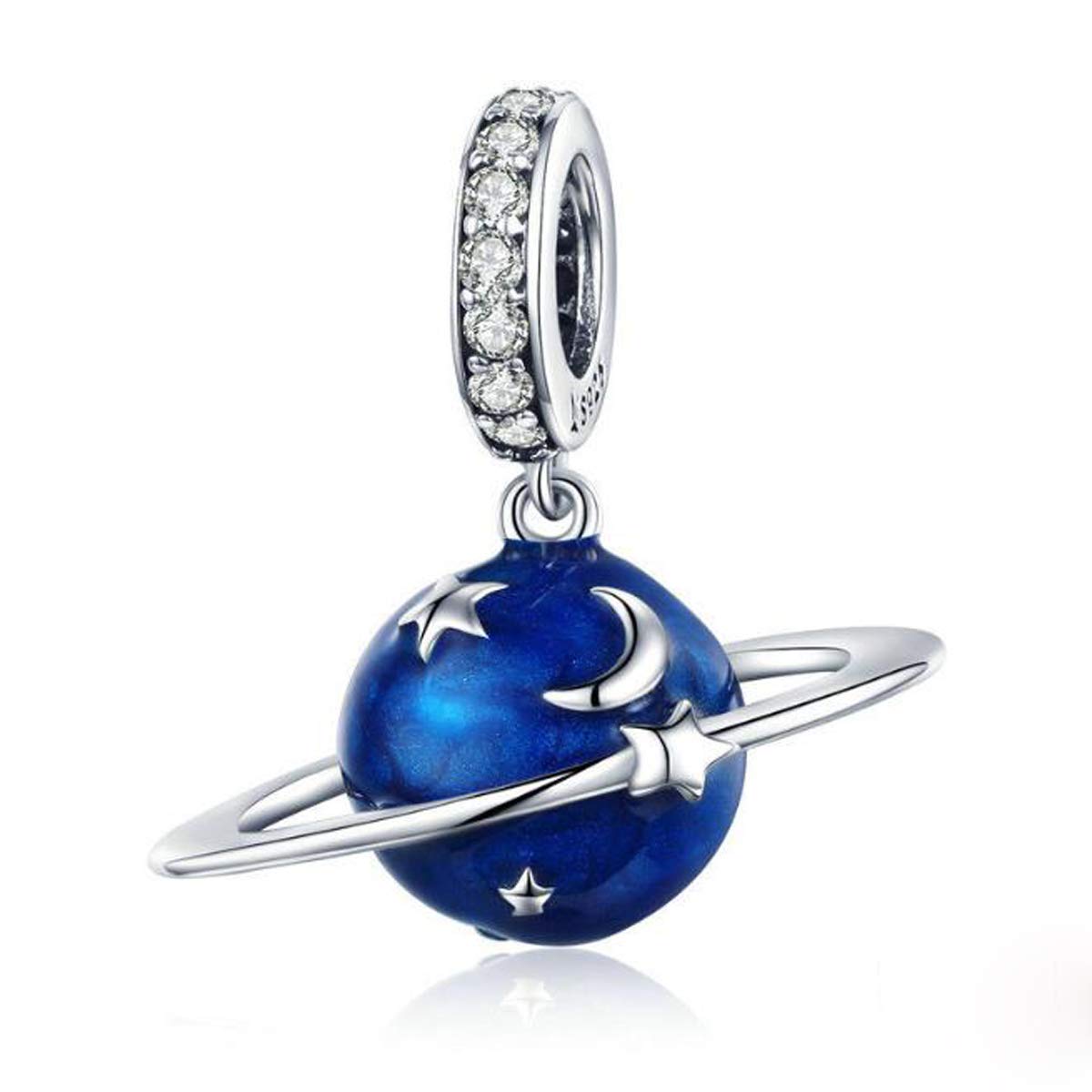 Charm Beads 925 Sterling Silver Train Charm Color Enamel Travel Charms for Pandora Bracelets Necklaces (Earth Pendant)