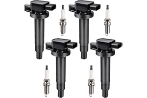 HCHENUP Set of 4 Ignition Coils & Spark Plugs Compatible with Toyota 2001-2019 Prius Yaris Echo For Scion xA xB 1.3L 1.5L L4 Coil Packs & Spark Plugs Replaces# UF316 90919-02240 UF316T GN10312 BKR5EGP 7090