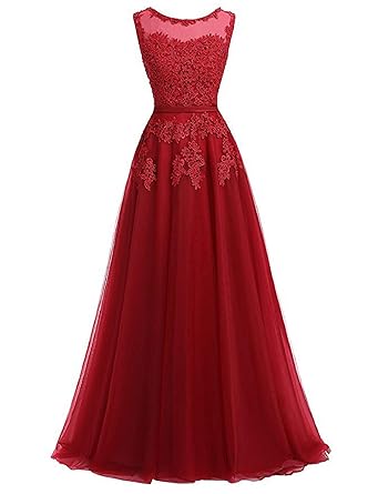 Romantic-Fashion Damen Ballkleid Abendkleid Brautkleid Lang Modell E010-E015 Blütenapplikationen Tüll DE
