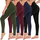 CAMPSNAIL 4 Pack Leggings for Women - High Waisted Tummy Control Yoga Pants for Workout Gym Black Leggings Plus Size Dance