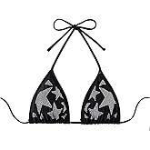 SOLY HUX Women's Halter Tie Back Triangle Bikini Top Swimsuit Bathing Suit Tops