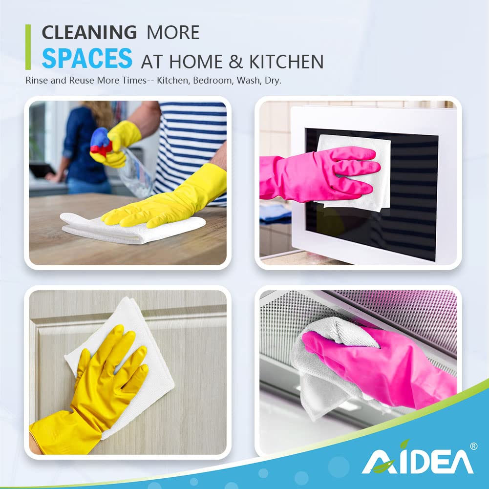AIDEA White Microfiber Cleaning Cloth 24PK, Absorbent Cleaning Rags for Housekeeping, Lint Free, Scratch Free Wash Cloths, Microfiber Towels, Dish Towels White, Bar Rags, 11.5