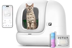 PETKIT PuraMax 2 Automatic Self-Cleaning Cat Litter Box, App Control Automatic Litter Box with Safety Sensors, Odor Free & Anti-Leakage Basic Bundle Includes Trash Bags,2.4G WiFi & Low Entrance
