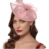 NICEIGHT Fascinator Hat for Wedding Tea Party Hat for Women Flower Feathers Mesh Hat Headband Hair Clip for Cocktail