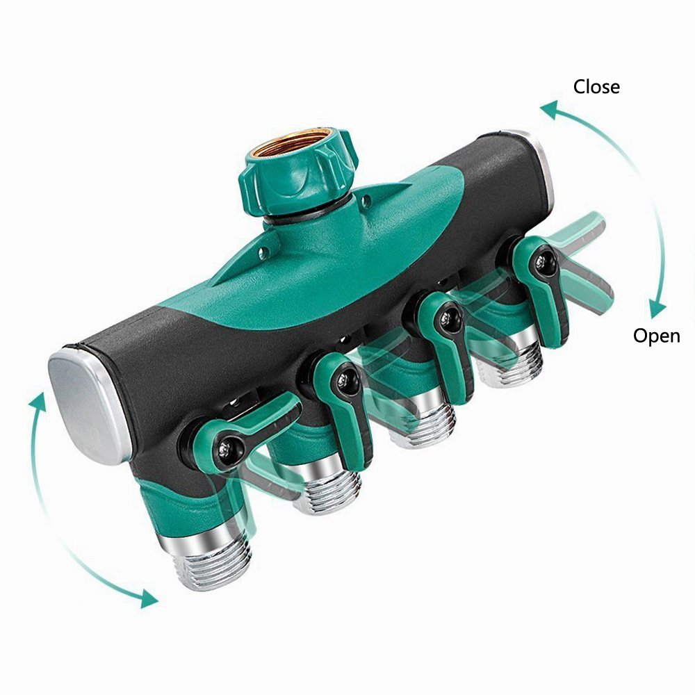 CALISH 4 Way Garden Hose Splitter, Outdoor Utility Hose Connector