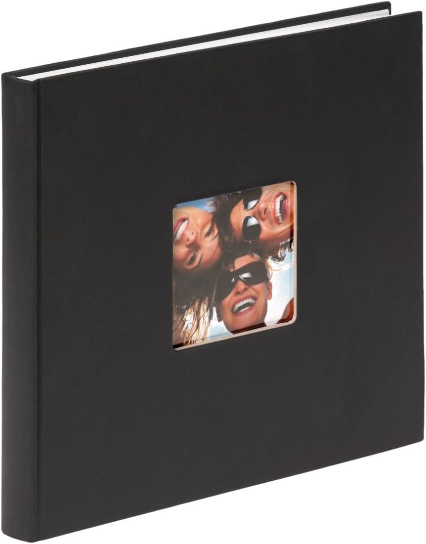 walther Design Photo Album Black 26 x 25 cm with Cover Punching, Fun FA-205-B