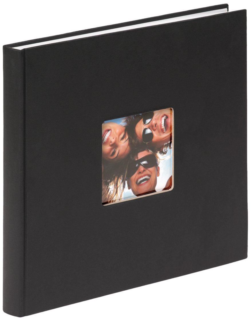 walther Design Photo Album Black 26 x 25 cm with Cover Punching, Fun FA-205-B