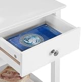 Yaheetech White Bedside Tables Set of 2 with Drawer Open Shelf 40x30x61 cm view 7