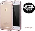 Luxury Diamond Crystal Rhinestone Bling Metal Frame Bumper Case Cover for Iphone 6 (4.7-inch) (Rose Gold)