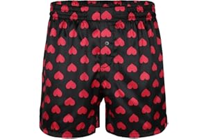 ACSUSS Men's Shiny Satin Boxers Shorts Silk Summer Sleep Bottom Underwear for Valentines Day