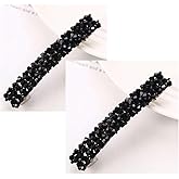 Rosojodg 2Pcs Black Hair Clips, Handmade Rhinestone Barrettes Metal Hair Holders Clips and Barrettes for Women Girls Headwear Styling Accessories