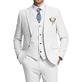 High-End Suits Retro Linen Suit for Men Casual Wedding Suit for Men Slim Fit 3 Pieces Jacket Blazer Vest Pant Groom Tuxedo