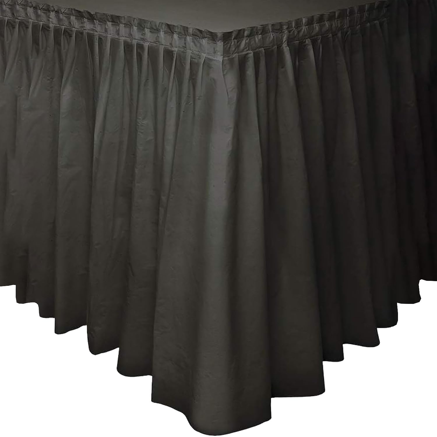 Solid Black Plastic Rectangular Table Skirt (73cm x 4 meters) 1 Count - Easy Assembly and Reusable, Elegant & Versatile Party Decor, 29" x 168"