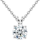 Handi Queen Moissanite 925 Sterling Silver Pendant Necklace 0.5-1 Carat Round Pear Cut, Dainty Elegent D Color Dancing Style with Bead Adjustable Chain Necklace for Women