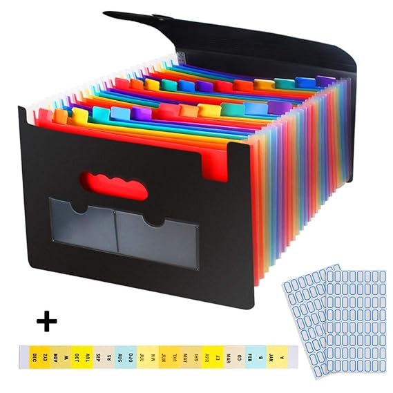 Erweitern des Dateiordners mit Umschlag 24 Taschen, Regenbogenerweiterung und tragbarem Akkordeon zum Aufstellen des Expander