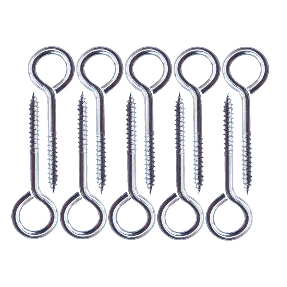 Eyenets 10Pcs M5 x 65mm Vine Eye Bolts - 304 Stainless Steel Eye Screws for DIY Crafts & Hanging Wooden Frames