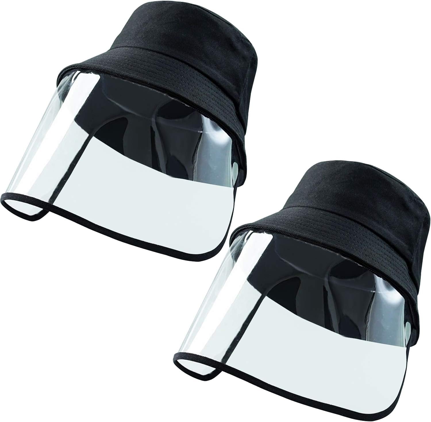 Trounistro 2 Pack Protective Hat Full-face Protective Cap Sun Visor Hat Fisherman Cap Anti-Fog, Anti-saliva, Anti-Spitting Hat for Men and Women (Black)