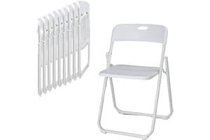 Karl home 10 Pcs Folding Chair, 300LBS Lightweight Foldable Plastic Chair, Reinforced Metal Frame Easy to Fold & Store for Indoor & Outdoor, Wedding, Party, Meeting Room, Patio and Garden, White