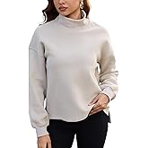 SHUAYESHIJIA Women's Mock Neck Sweatshirt Fleece Long Sleeve Pullover Casual Drop Shoulder Turtleneck Cropped Shirt Tops