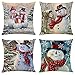 Christmas Throw Pillow Cover Set of 4 Holiday Decor Pillowcase Cushion Cover Square Decorative Pillow Cover for Sofa Couch Bed and Car, 18