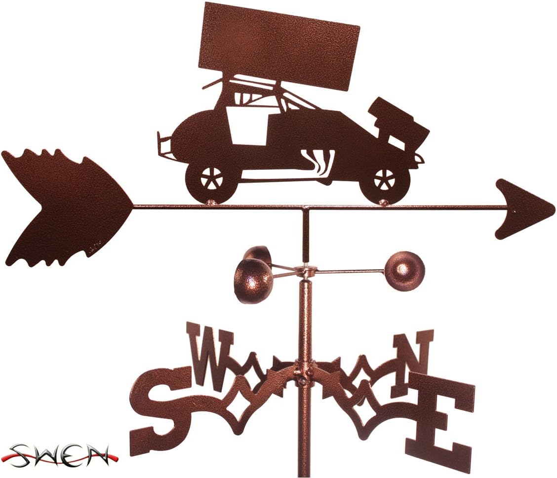 Weathervanes - SWEN Products Hand Made Sprint Race CAR Racing Flat Post Mount Weathervane ~New~