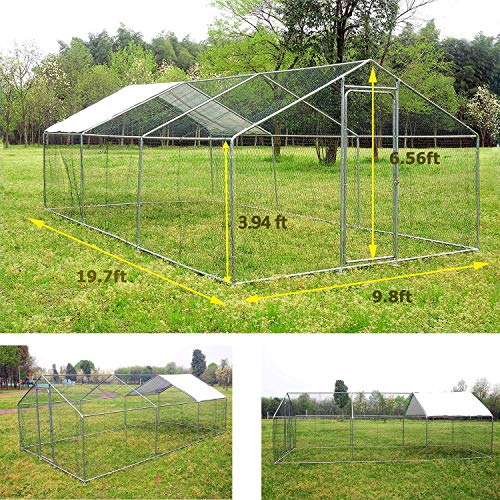 Large Metal Chicken Coop Walkin Poultry Cage with Waterproof&AntiUV