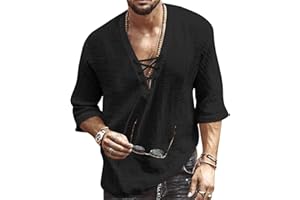 RELA BOTA Men's Fashion Shirt Short Sleeve Beach V-Neck Drawstring Printing Yoga African Summer Top