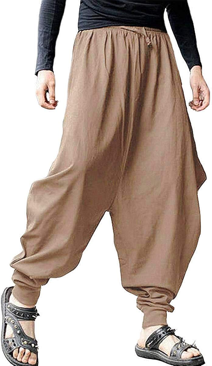 PERDONTOO Men Women Cotton Harem Yoga Baggy Genie Boho Pants: Clothing