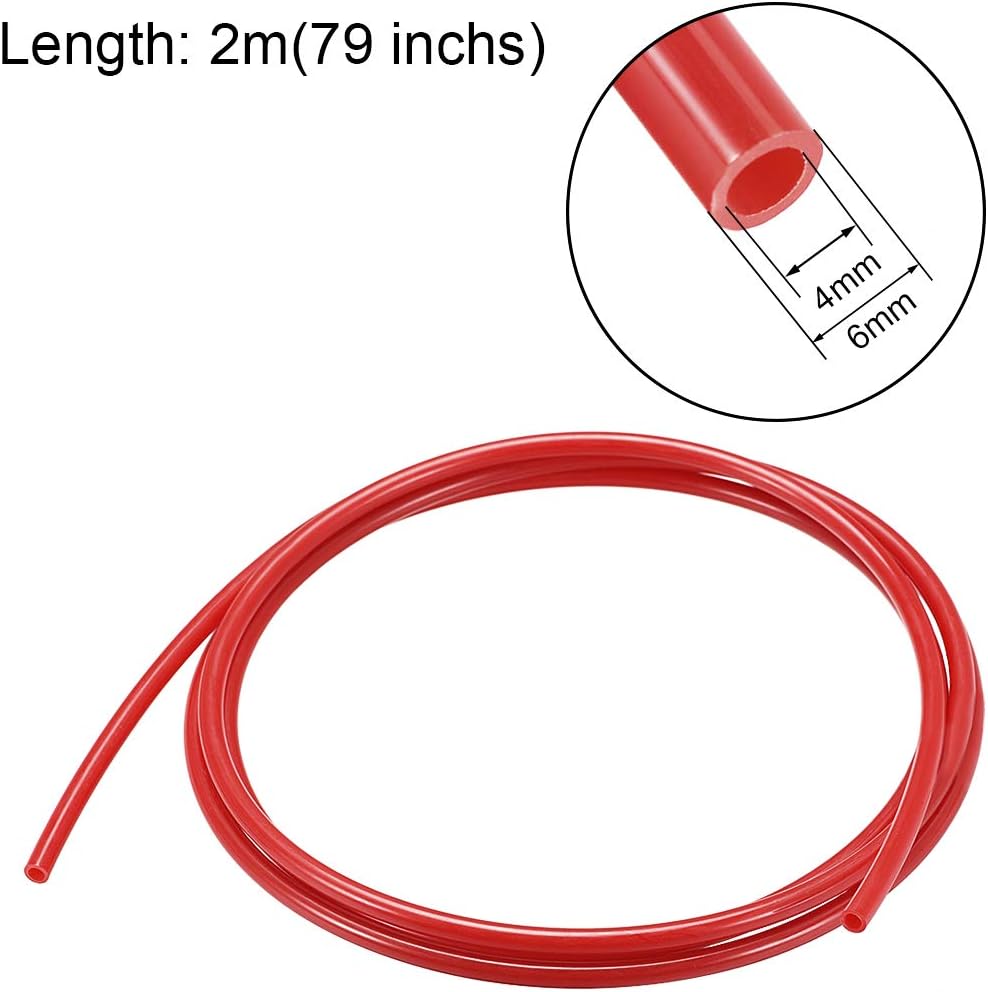 sourcing map Nylon Line Hose Tube, 4mm(0.15") ID x 6mm(0.23") OD 2m PA12 Nylon Tube for Air Line Brake Fluid Transfer Red - Image 3