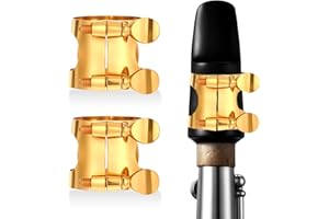 SKRFREN 2 Pcs Gold Clarinet Ligature B Flat with Adjustable Screws, Gold Bb Clarinet Mouthpiece Ligature, Bb Accessory Ligatures Mouthpiece Ligatures for Clarinets Mouthpieces Woodwinds Instrument