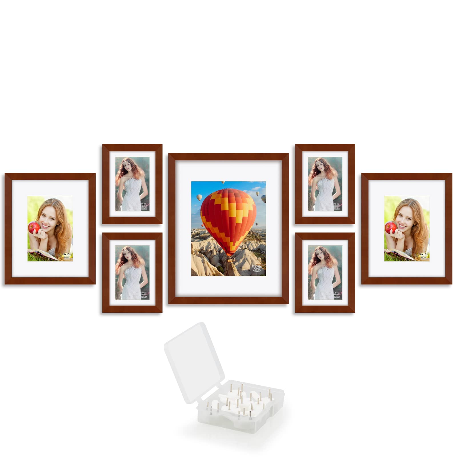 RR ROUND RICH DESIGN Solid Wood 7 Pcs Picture Frame