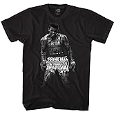 American Classics Muhammad Ali Word Art Silhouette T Shirt Black | Officially Licensed Muhammad Ali Merch, Word Art Quotes Graphic Tee, Crew Neck Short Sleeve, Unisex Adult, Boxing Fan Gift