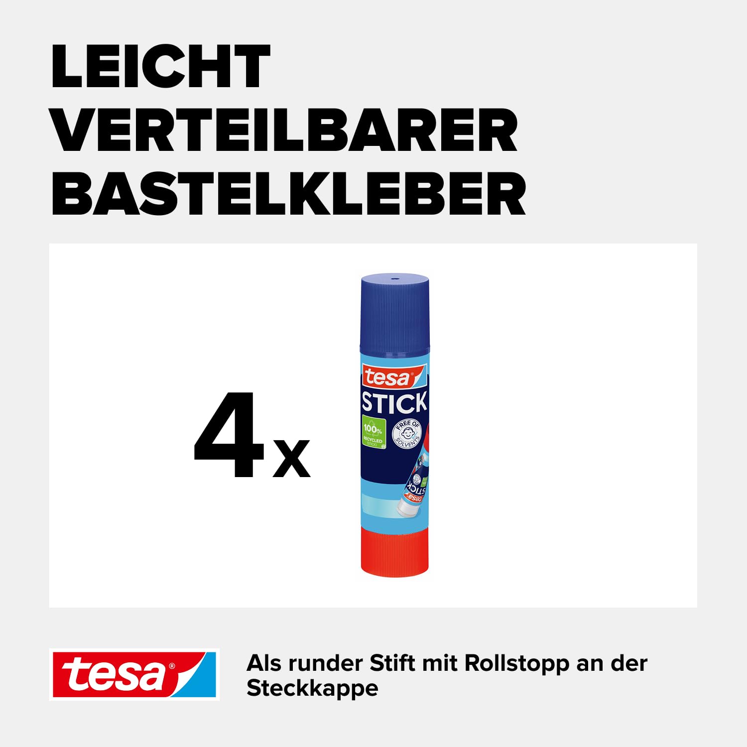 tesa Stick ecoLogo - Geruchsneutraler Klebestift für Papier und Pappe - Lösungsmittelfrei und Umweltschonend - 4 x 20 g 3